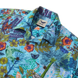 Men's Hawaiian Shirt Short Sleeve Camp Collar 100% Cotton Green Aloha Whispering Woods