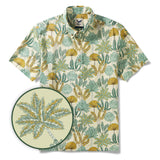 Enchanting Forest Treasures 100% Cotton Men's Short Sleeve Button-down Shirt Green Aloha Hawaiian