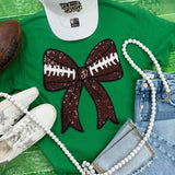 Sequins Football Bow Patch Turf Green Everyday Tee Unisex T-shirt, Sweatshirt, Hoodie, Long Sleeve Tee