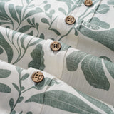 Menâ€™s Green Floral Hawaiian Shirt â€“ 100% Cotton Button-Down Short Sleeve Shirt