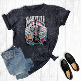 Western Nashville Music City Guitar Mineral Wash Graphic Tee
