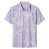 Men's Hawaiian Light Blue Floral Print Short Sleeve Polo Shirt Light Blue Floral Polo