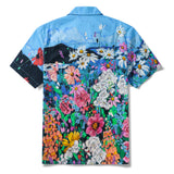 Ocean By Katie Leigh Stewart 100% Cotton Men's Short Sleeve Camp Collar Shirt Blue Aloha Hawaiian