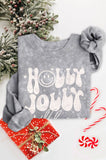 Holly Jolly Vibes Smile Mineral Graphic Brushed Sweatshirts