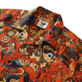 Men's Hawaiian Shirt Short Sleeve Camp Collar 100% Cotton Red Aloha Good Fortune Spirits