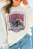 Motorcycle America Flag Graphic Brushed Sweatshirts