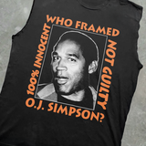 RETRO OJ SIMPSON 'WHO FRAMED OJ' 1995 HEAVY BLACK CUT-OFF TEE