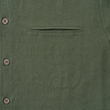 Hawaiian Shirt For Men Italian Nobleman's Ramie Band Collar Shirt - Military Green Italian Nobleman's Ramie Shirt - Military Green