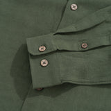 Hawaiian Shirt For Men Italian Nobleman's Ramie Band Collar Shirt - Military Green Italian Nobleman's Ramie Shirt - Military Green