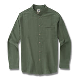 Hawaiian Shirt For Men Italian Nobleman's Ramie Band Collar Shirt - Military Green Italian Nobleman's Ramie Shirt - Military Green