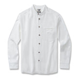 Hawaiian Shirt For Men Italian Nobleman's Ramie Band Collar Shirt - White Italian Nobleman's Ramie Shirt - White