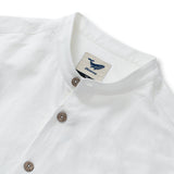 Hawaiian Shirt For Men Italian Nobleman's Ramie Band Collar Shirt - White Italian Nobleman's Ramie Shirt - White