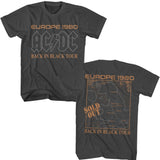 ACDC - Europe 1980 - American Classics - Solid Gray Adult Short Sleeve T-Shirt