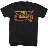 Aerosmith - Permanent Vacation Tour 87-88 - American Classics - Solid Black Adult Short Sleeve T-Shirt
