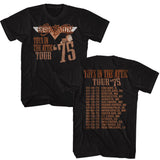 Aerosmith - Toys In The Attic Tour 75 - American Classics - Solid Black Adult Short Sleeve T-Shirt
