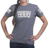 AK47 Playing Cards Ladies T-shirt Style001
