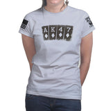 AK47 Playing Cards Ladies T-shirt Style001