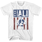 Muhammad Ali - Flag - American Classics - White Adult Short Sleeve T-Shirt