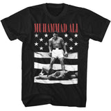 Muhammad Ali - Flag - American Classics - Black Solid Adult Short Sleeve T-Shirt