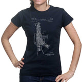 Ladies AR-15 Pistol Blueprint T-shirt Style001