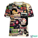 All Over Tape Pattern Casual Short Sleeve Shirt