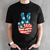 American Flag Peace Sign Hand 4th Of July Patriotic shirt