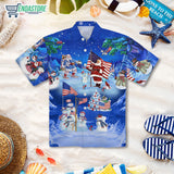 American flag and Santa Hawaii shirt 3813