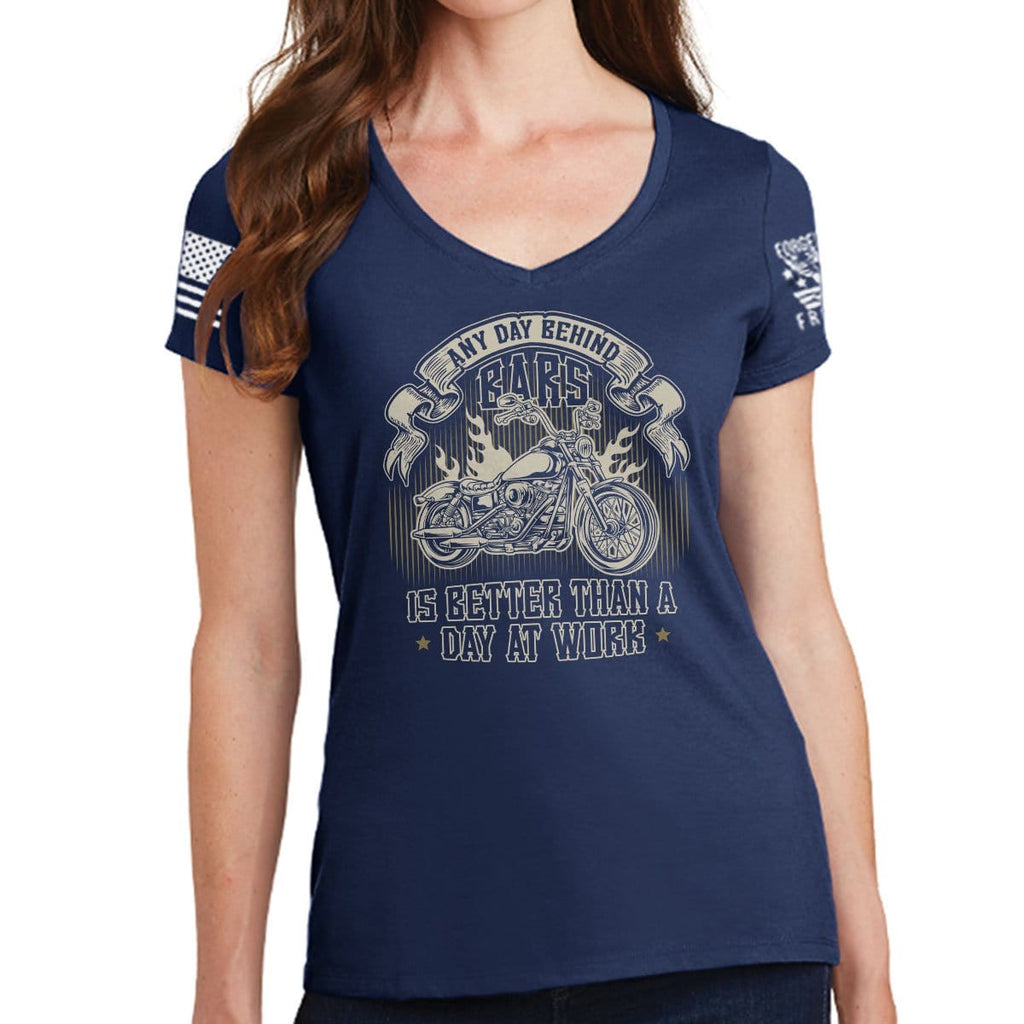 Ladies Any Day Behind Bars V-Neck T-shirt Style001
