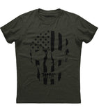 American Flag Skull Patriotic T-Shirt (O)
