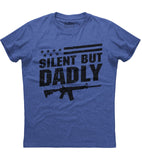 Silent But Dadly American Flag Gun T-Shirt (O)