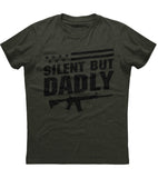 Silent But Dadly American Flag Gun T-Shirt (O)
