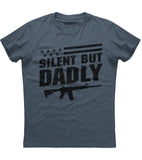 Silent But Dadly American Flag Gun T-Shirt (O)