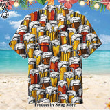 BEER Hand-Painted Hawaiian Shirt