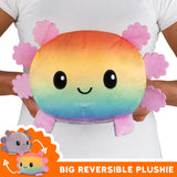 TeeTurtle Big Reversible Axolotl Plushie (Rainbow + Gray)