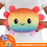 TeeTurtle Big Reversible Axolotl Plushie (Rainbow + Light Purple)
