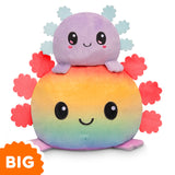TeeTurtle Big Reversible Axolotl Plushie (Rainbow + Light Purple)