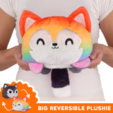 TeeTurtle Big Reversible Wolf Plushie (Rainbow + Dark Gray)