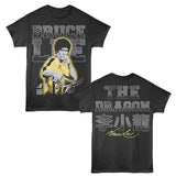 Bruce Lee - The Dragon Large Font - Officially Licensed - Gray Solid 2-Sided Print Adult Short Sleeve T-Shirt