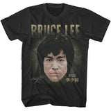 Bruce Lee - Head - Officially Licensed - Gray Solid Front Print Adult Short Sleeve T-Shirt