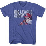 Big League Chew - Vintage Moustache W Distress - American Classics - Heather Blue Adult Short Sleeve T-Shirt