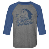 Bill And Ted - Blue Stallion - 3/4 Sleeve - Heather - Adult - Raglan Shirt