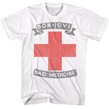 Bon Jovi - Bad Medicine Cross - American Classics - Solid White Adult Short Sleeve T-Shirt