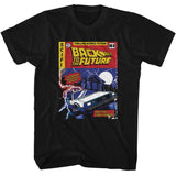 Back To The Future - Comic Cover - American Classics - Solid Black Adult Short Sleeve T-Shirt