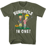 Beavis And Butthead - Bunghole In One - American Classics - Solid Green Adult Short Sleeve T-Shirt