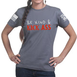 Be Kind and Kick Ass Ladies T-shirt Style001
