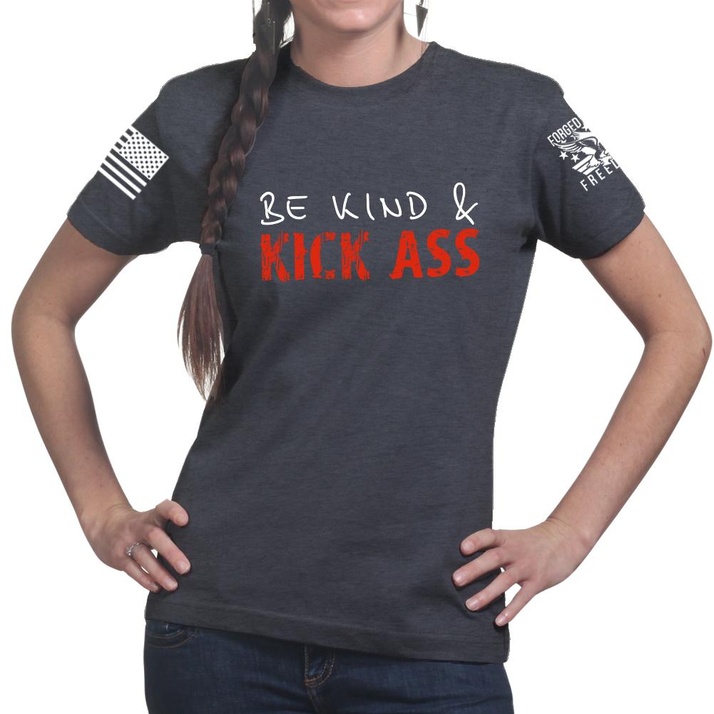 Be Kind and Kick Ass Ladies T-shirt Style001