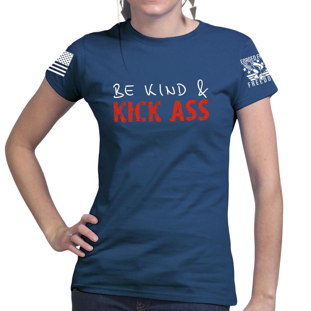 Be Kind and Kick Ass Ladies T-shirt Style001