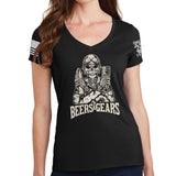 Beers & Gears Ladies V-Neck T-shirt Style001