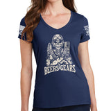Beers & Gears Ladies V-Neck T-shirt Style001