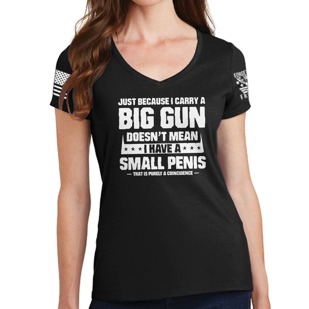 Ladies TYM Big Gun Small Penis V-Neck T-shirt Style001